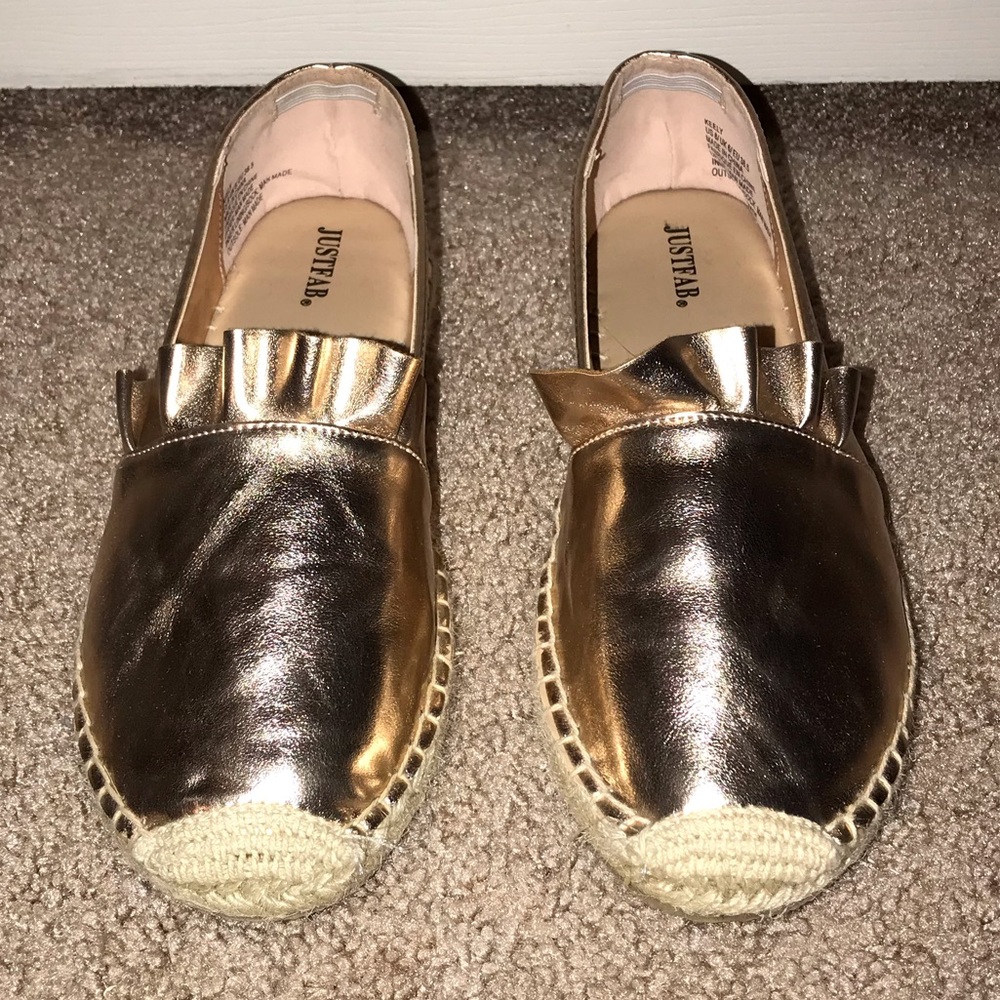 JustFab Keely Ruffle Espadrille in Rose Gold